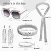 6-Piece WomenS Disco Party Costume Set, Sequin Earrings, Rhinestone Glasses, Scarf Necklace, Headband For Festivals view 4