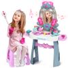 VViN Kids Vanity Set for Girls with Light & Music, Princess Vanity Table with Stool, Pretend Makeup Dresser with Crown, Scepter, Gloves & Jewelry Accessories, Toys for 3 4 5 Year Old view 1