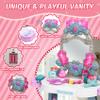 VViN Kids Vanity Set for Girls with Light & Music, Princess Vanity Table with Stool, Pretend Makeup Dresser with Crown, Scepter, Gloves & Jewelry Accessories, Toys for 3 4 5 Year Old view 3