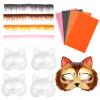 Abeillo DIY Therian Mask Kit - 4 Packs Blank Cat Masks with Fur and Felt Sheet, Furry Animal Mask to Paint, Dress Up Costume Accessories for Halloween Christmas Cosplay Party view 1