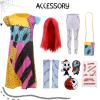 10PCS Girls Sally Christmas Costume, Sally Fancy Dress Outfits with Red Wig Bag Sleeves Leggings Halloween Props (XX-Large) view 3