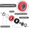 4PCS 1.2" Beadlock Wheel Tires Set 1.2" Carbon Fiber Beadlock Wheel Hub  Colored Rubber Crawler Tires for 1/18 TRX4M 1/24 SCX24 RC Crawler Car (red tires A+ Titanium wheel hub) view 2