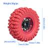 4PCS 1.2" Beadlock Wheel Tires Set 1.2" Carbon Fiber Beadlock Wheel Hub  Colored Rubber Crawler Tires for 1/18 TRX4M 1/24 SCX24 RC Crawler Car (red tires A+ Titanium wheel hub) view 3