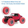 4PCS 1.2" Beadlock Wheel Tires Set 1.2" Carbon Fiber Beadlock Wheel Hub  Colored Rubber Crawler Tires for 1/18 TRX4M 1/24 SCX24 RC Crawler Car (red tires A+ Titanium wheel hub) view 4