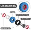 4PCS 1.2" Beadlock Wheel Tires Set 1.2" Carbon Fiber Beadlock Wheel Hub  Colored Rubber Crawler Tires for 1/18 TRX4M 1/24 SCX24 RC Crawler Car (blue tires B+ red wheel hub) view 2