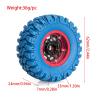 4PCS 1.2" Beadlock Wheel Tires Set 1.2" Carbon Fiber Beadlock Wheel Hub  Colored Rubber Crawler Tires for 1/18 TRX4M 1/24 SCX24 RC Crawler Car (blue tires B+ red wheel hub) view 3