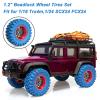 4PCS 1.2" Beadlock Wheel Tires Set 1.2" Carbon Fiber Beadlock Wheel Hub  Colored Rubber Crawler Tires for 1/18 TRX4M 1/24 SCX24 RC Crawler Car (blue tires B+ red wheel hub) view 4