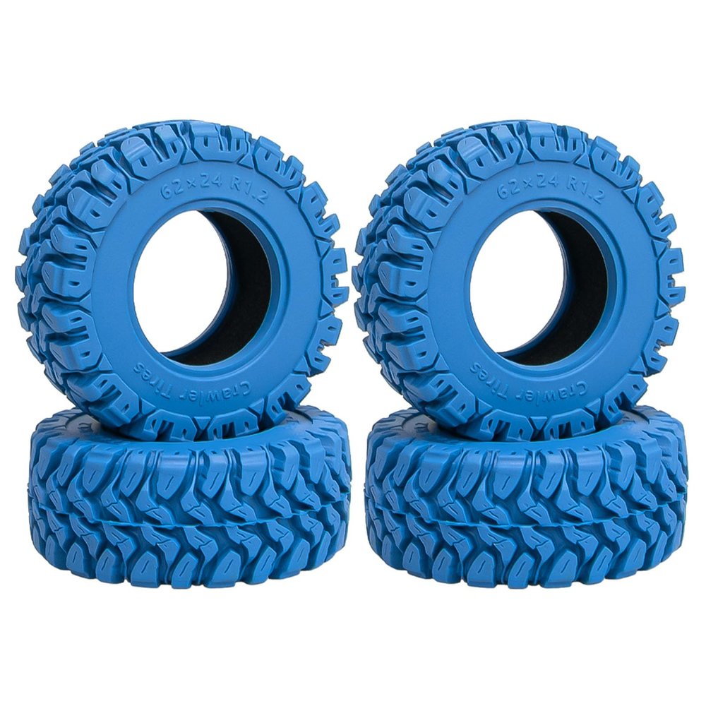 4PCS RC 1.2" Beadlock Tires 62 * 24mm Colored Rubber Crawler Tires for 1/18 Trx4m,1/24 SCX24 FCX24 RC Crawler Car (Blue B)