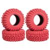 4PCS RC 1.2" Beadlock Tires 62 * 24mm Colored Rubber Crawler Tires for 1/18 Trx4m,1/24 SCX24 FCX24 RC Crawler Car (Red A) view 1