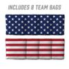 YouTheFan Stars & Stripes Set of 8 Cornhole Bags - All Weather Dual Sided Slide & Stop - Regulation Size with Carry case view 4