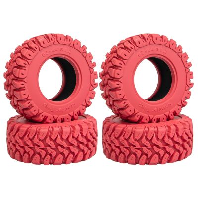 4PCS RC 1.2" Beadlock Tires 62 * 24mm Colored Rubber Crawler Tires for 1/18 Trx4m,1/24 SCX24 FCX24 RC Crawler Car (Red B)