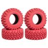 4PCS RC 1.2" Beadlock Tires 62 * 24mm Colored Rubber Crawler Tires for 1/18 Trx4m,1/24 SCX24 FCX24 RC Crawler Car (Red B) view 1