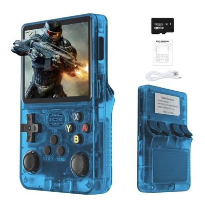 R36S 2025 New Retro Handheld Game Console, 20000+ HD Games Mini Retro Video Console, 3.5 Inch IPS Screen, Portable Arcade Video Gaming Console Gift for Adults (Blue)