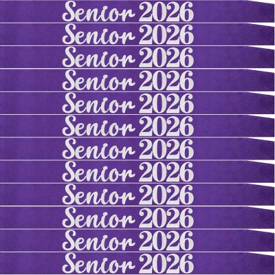 12 Pack Senior Sash 2026, Silver Glitter Purple Satin Finally Graduated Senior Cheerleader Sashes for Class of 2026 Graduation Party Supplies, Purple Silver