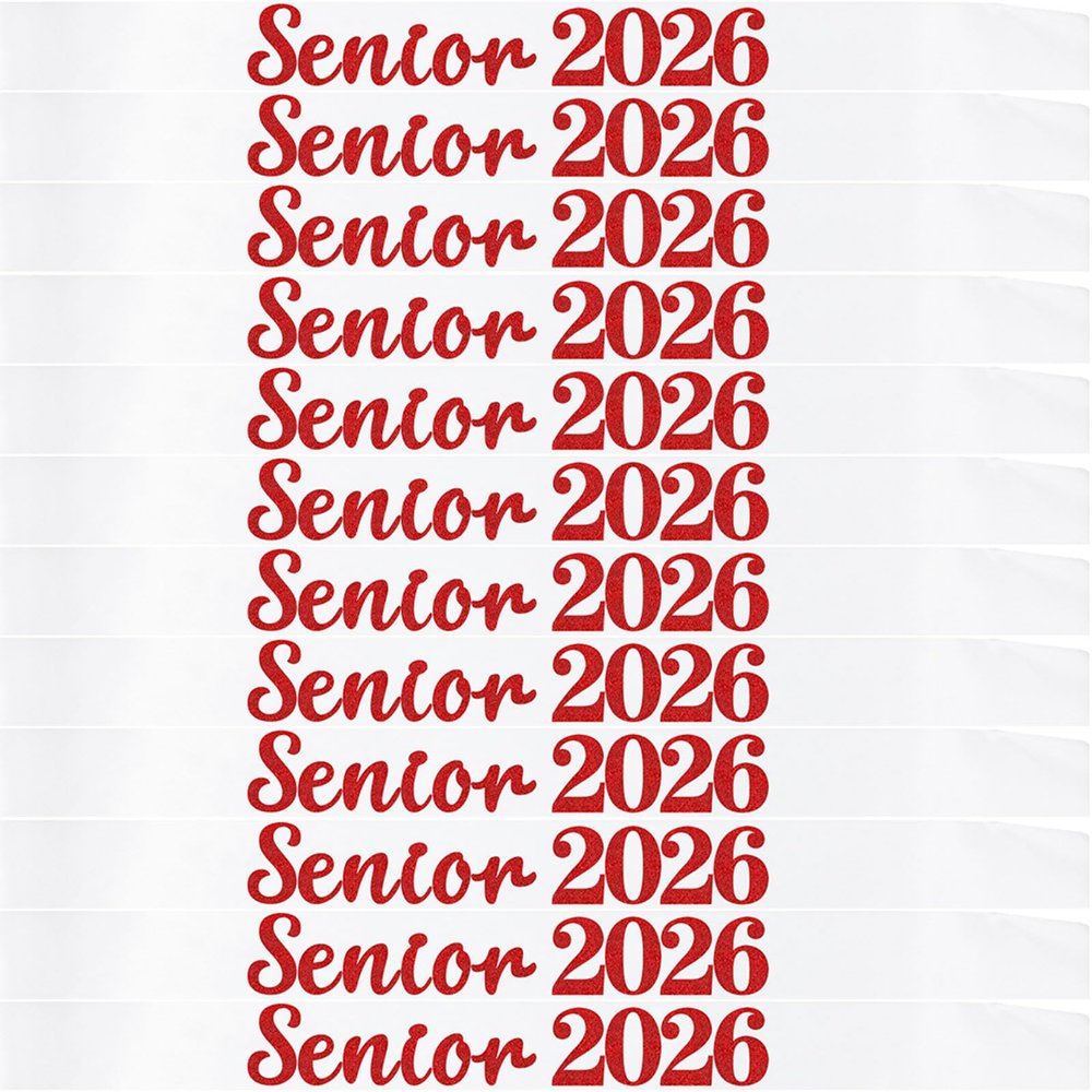 12 Pack Senior Sash 2026, Red Glitter White Satin Finally Graduated Senior Cheerleader Sashes for Class of 2026 Graduation Party Supplies, White Red