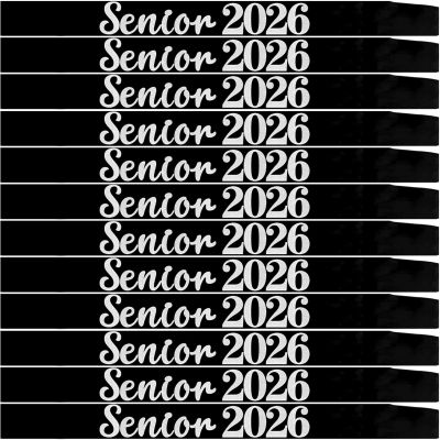 12 Pack Senior Sash 2026, Silver Glitter Black Satin Finally Graduated Senior Cheerleader Sashes for Class of 2026 Graduation Party Supplies, Black Silver