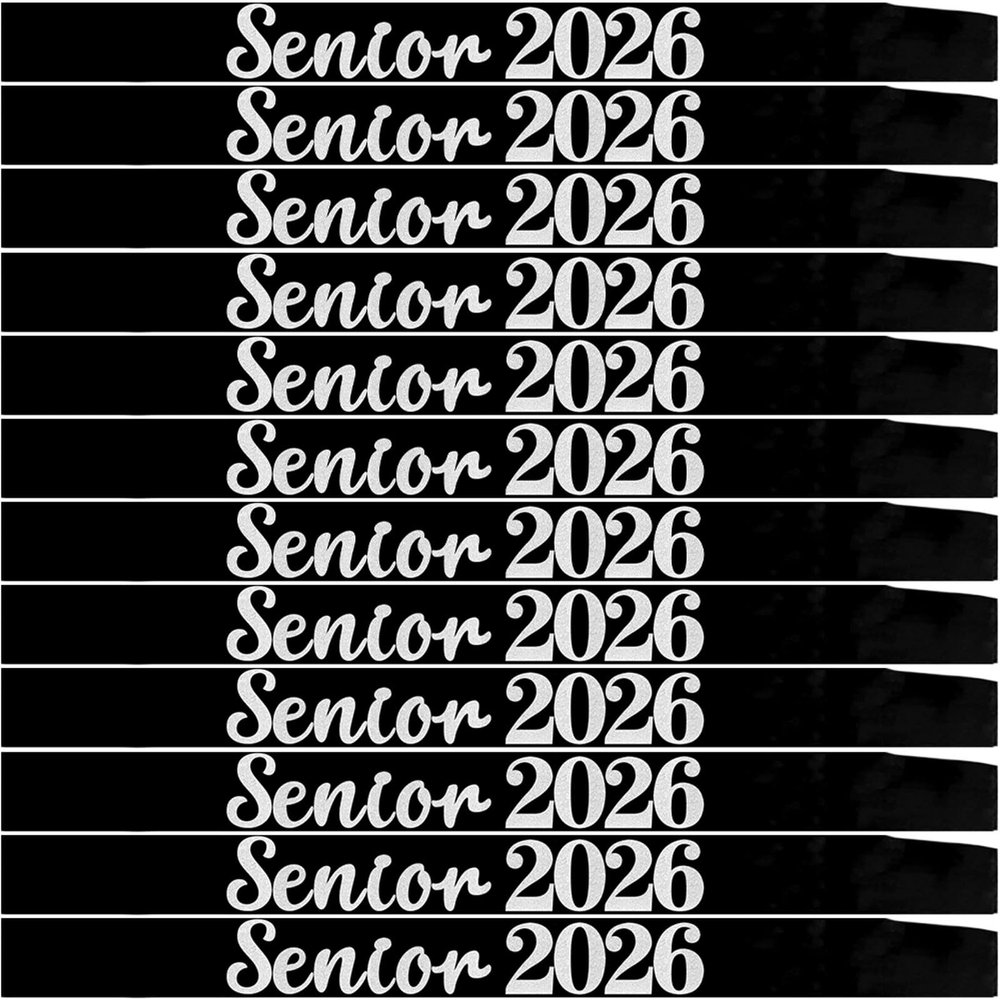 12 Pack Senior Sash 2026, Silver Glitter Black Satin Finally Graduated Senior Cheerleader Sashes for Class of 2026 Graduation Party Supplies, Black Silver