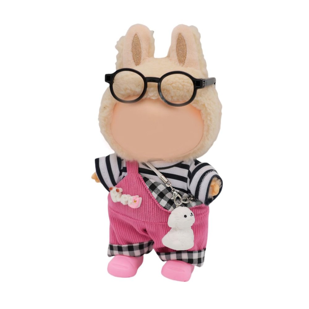 15-17cm Doll Clothes - Luxury Chic Style Set for 17cm Dolls, Premium Doll Outfit with Accessories for 16cm Doll-Rose Red Rompers + Striped T-Shirt