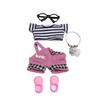 15-17cm Doll Clothes - Luxury Chic Style Set for 17cm Dolls, Premium Doll Outfit with Accessories for 16cm Doll-Rose Red Rompers + Striped T-Shirt view 2