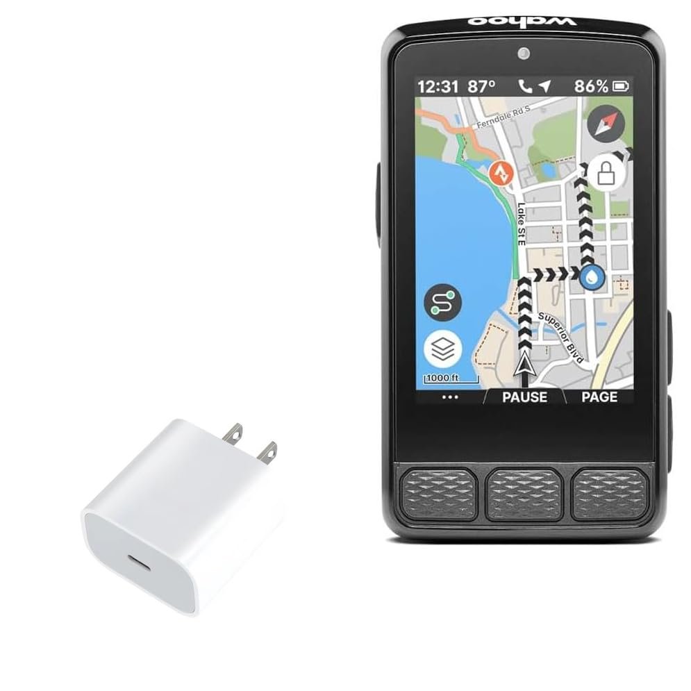 BoxWave Charger Compatible with Wahoo ELEMNT ROAM V3 - PD GAN miniCube (30W), 30W Tiny PD GAN Type-C Wall Charger - Winter White