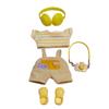 15-17cm Doll Clothes - Luxury Chic Style Set for 17cm Dolls, Premium Doll Outfit with Accessories for 16cm Doll-Khaki Rompers + Yellow Striped T-Shirt view 2