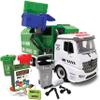 Crazy Truck 1:16 Scale Recycling Garbage Truck Toy with Lights & Sounds, 4 Recycle Cans, 40 Flash Cards, Tools  DIY Take-Apart for Kids  Realistic Mechanical Arm for Lift & Dump Trash Play view 1
