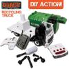 Crazy Truck 1:16 Scale Recycling Garbage Truck Toy with Lights & Sounds, 4 Recycle Cans, 40 Flash Cards, Tools  DIY Take-Apart for Kids  Realistic Mechanical Arm for Lift & Dump Trash Play view 4