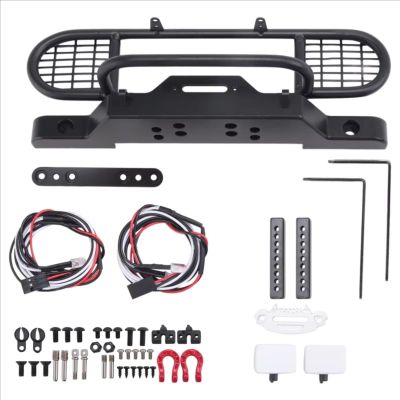 BOQEXSS for Defender for Traxxas for TRX-4 1/10 RC Crawler Car Metal Front for Camel Trophy Bumper with Light Upgrade Parts Accessories Rc Bumpers