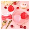 1 Dollar Toys 4 Pcs Handmade Strawberry Squishies Toys Cute Jelly Strawberry Squeeze Fidget Toys Taba Sticky Squishies Toy for Pinch Stress Relief Kawaii Birthday Party Gift taba view 4