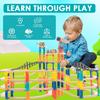 120Pcs Wooden Train Tracks Set, 398-inch Track Expansion, Toddler Railway Bridge Toy Train Set with Airplane and Magnetic Crane, Birthday Gifts for Boys and Girls, Compatible with All Major Brands view 3