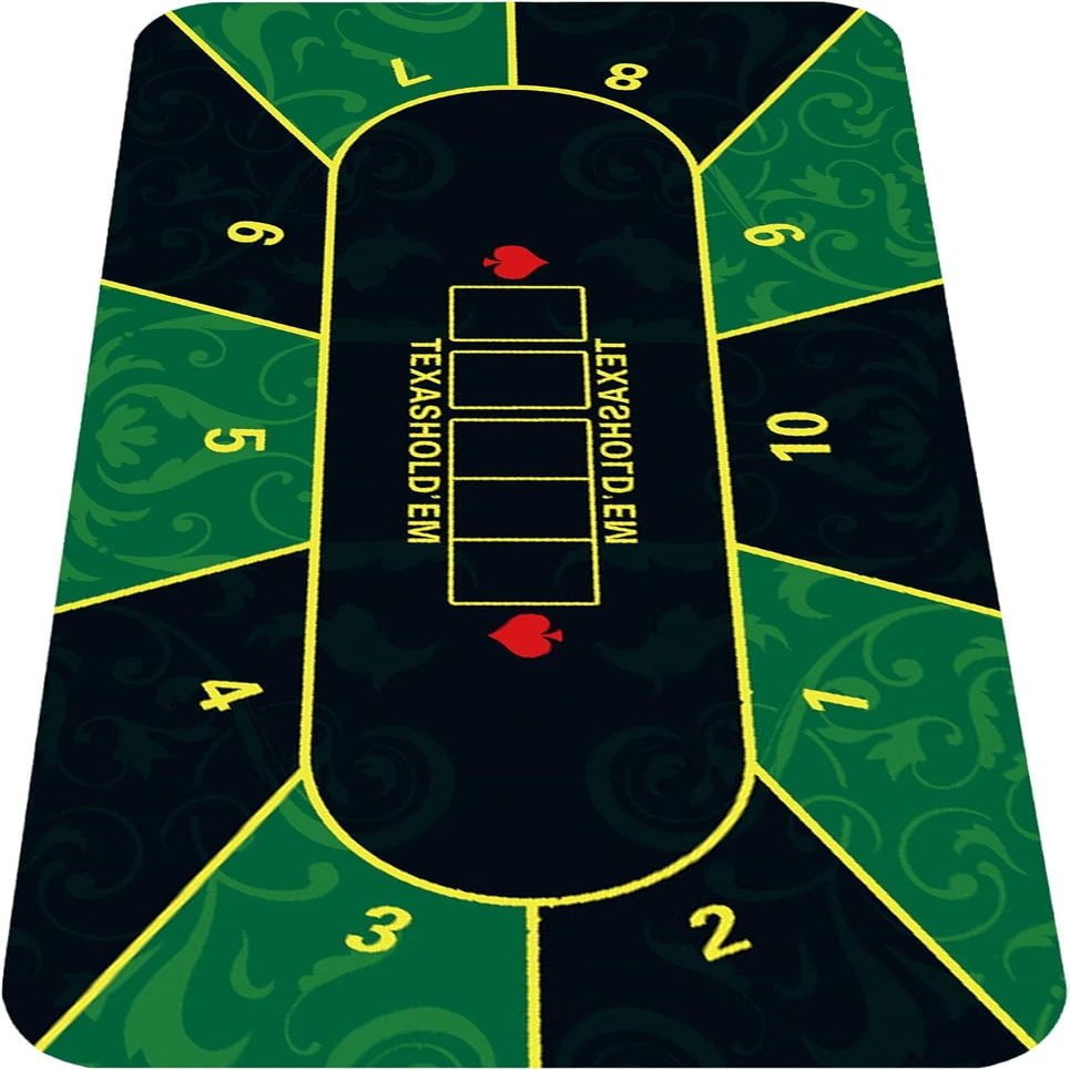 nuveti 70 x 35 Inch Texas Hold'em Poker Mat Portable Rubber Poker Table Top Water Waterproof, Noise Reduction Poker Table Top for Any Tabletop Game
