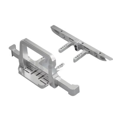 For Defender For TRX4 D110 1/10 RC Crawler Car Metal Bull Bars Front Rear Bumper Upgrade Parts Repair Accessories Rc Bumpers(Silver,Front Rear)