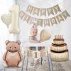 1st Birthday Decorations Boho 1st Birthday Highchair Banner for Baby Boy Girl First Birthdays Decoration Handmade Tassel Garland 1st Birthdays Balloons 40 Inch Giant 1 Balloon Bear Balloon Hat Banner view 2