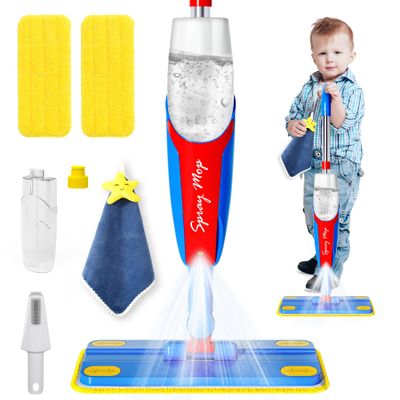 Kids Mop, Toddler Cleaning Toy Set, Mini Size Mop for Kids That Really Works, Educational and Pretend Play Montessori Toys Gift for Boys Girls