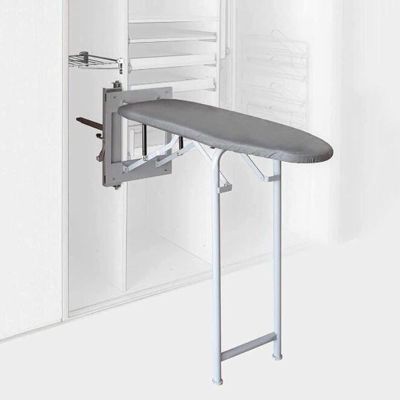 Pop-Up Wall-Mounted Folding Ironing Board with Metal Frame, 180 Rotation, Heat-Resistant Cotton Cover Included