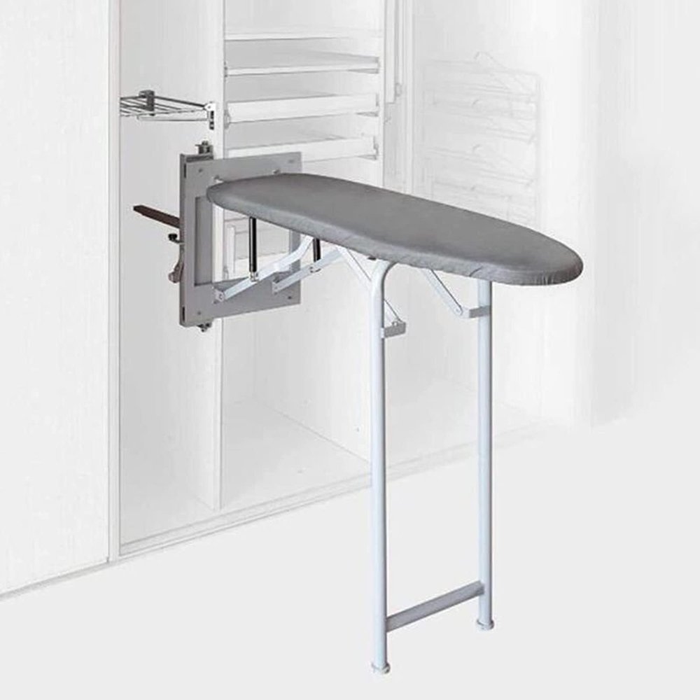 Pop-Up Wall-Mounted Folding Ironing Board with Metal Frame, 180 Rotation, Heat-Resistant Cotton Cover Included
