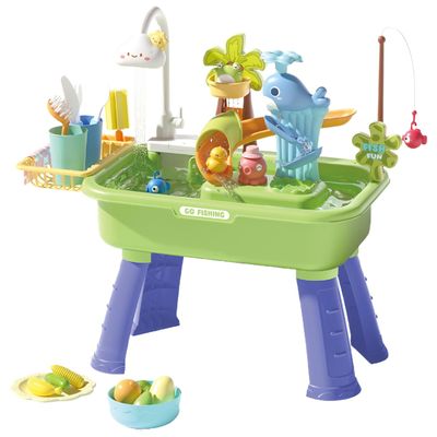 Sensory Educational Interactive Toy with Pump | Kids Sand and Water Table,for Backyard Outside Develop Skills Beach Outdoor Home Playtime Hand-Eye Coordination