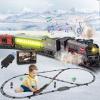 JONRRYIN Electric Train Set for Kids with Remote Control, Classic Steam Locomotive with Smoke, Lights & Sounds, Kids Retro Trains Tracks Toys for Christmas view 1