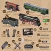 JONRRYIN Electric Train Set for Kids with Remote Control, Classic Steam Locomotive with Smoke, Lights & Sounds, Kids Retro Trains Tracks Toys for Christmas view 2