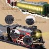 JONRRYIN Electric Train Set for Kids with Remote Control, Classic Steam Locomotive with Smoke, Lights & Sounds, Kids Retro Trains Tracks Toys for Christmas view 3