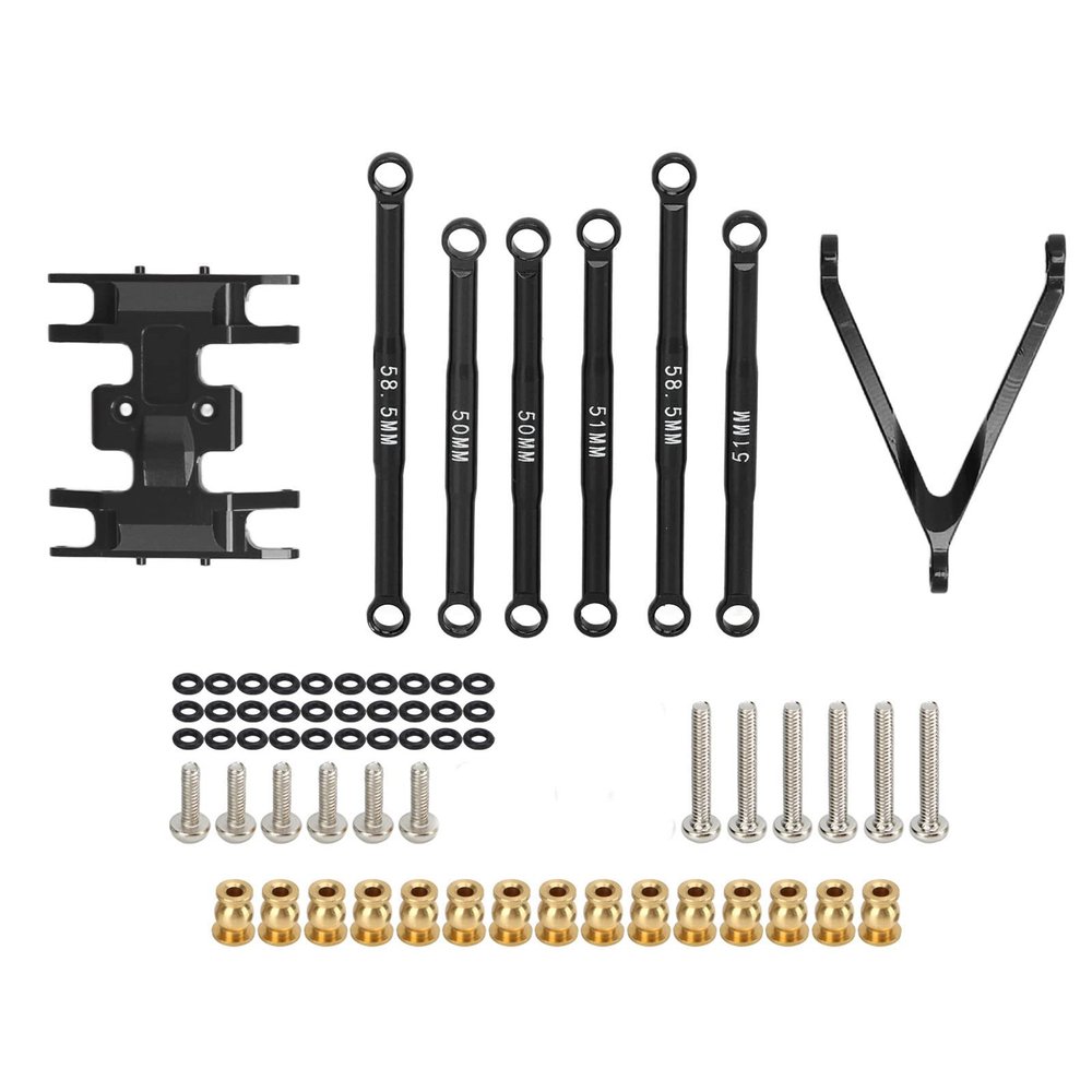 6Pcs Aluminum Alloy Tie Rod Kit for Axial SCX24 | Lightweight & High Strength Replacement | 1/24 Scale RC Car Upgrade Parts | Includes 6 Pull Rods & 15 Brass Ball Heads (Black)