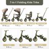 7-in-1 Baby Tricycle with Adjustable Parent Handle - Foldable Toddler Bike w/Removable Canopy & Guardrail, Aluminum Alloy Frame Stroller Bike for 1-6 Years Old (12-72 Months) (Dark Green-1) view 4