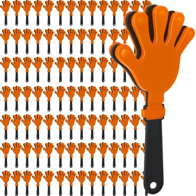 100 Pcs Hand Clappers Noisemakers 7.5 Inch Clappers Noisemakers Plastic Hand Clappers for Birthday Game Football Sporting Events Cheers Supplies Dance Basketball Football NoisemakersOrange Black)