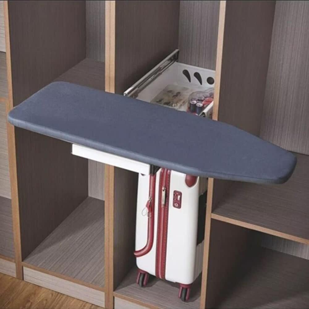 180 Rotation Foldable Pull-Out Ironing Board with Heat-Resistant Cover, Space-Saving Closet Retractable Ironing Station