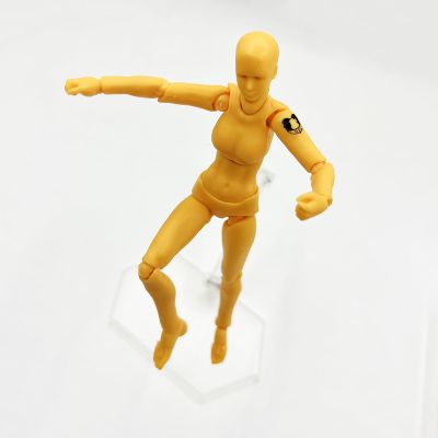 Action Figure Set 5.5-Inch Male and Female Poseable Figures with Accessories and Stand Orange PVC & ABS Models (Woman)