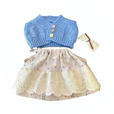 LICHADUOLE 14-16"/36cm Teddy Bear Outfit: Large Bashful Bunny Dress Bartholomew Bear Sweater Dress with Hair Clip 3-Piece Set for 14inch Plush Animals(NO Doll)