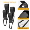 4 Pack Stroller Hooks for Bags Universal Baby Stroller Clips and Hooks Carry 44lbs, Non-Slip with One-Hand Opening, Hanging Diaper Bag Universal Hooks Accessories for Stroller Shopping Cart (Black) view 4