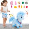 Ylpaprm Blue Walking Pony Children Horse Toy for Girl Kid Interactive HorseTalking Pony with Leash,Electric Plush Dancing Singing Toy for Toddler, Nod Lick Wag Repeat What You Say 3+ Girl Boy view 1