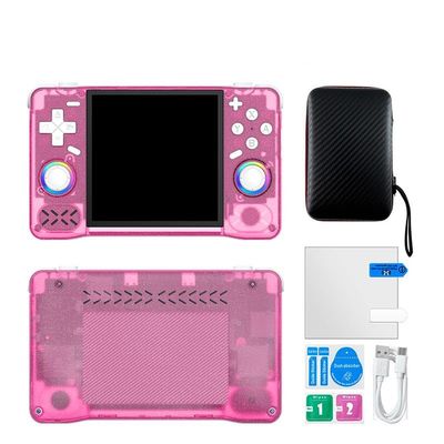 XF40H Handheld Game Console Open Source Linux System 4.0inch IPS Screen 30+Emulators Pocket Video Player Game 4000mAh (64G Translucent Pink)