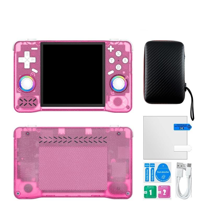 XF40H Handheld Game Console Open Source Linux System 4.0inch IPS Screen 30+Emulators Pocket Video Player Game 4000mAh (64G Translucent Pink)